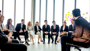 Large brainstorming meeting.