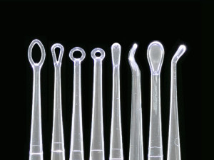 Close up of lighted ear curette tips